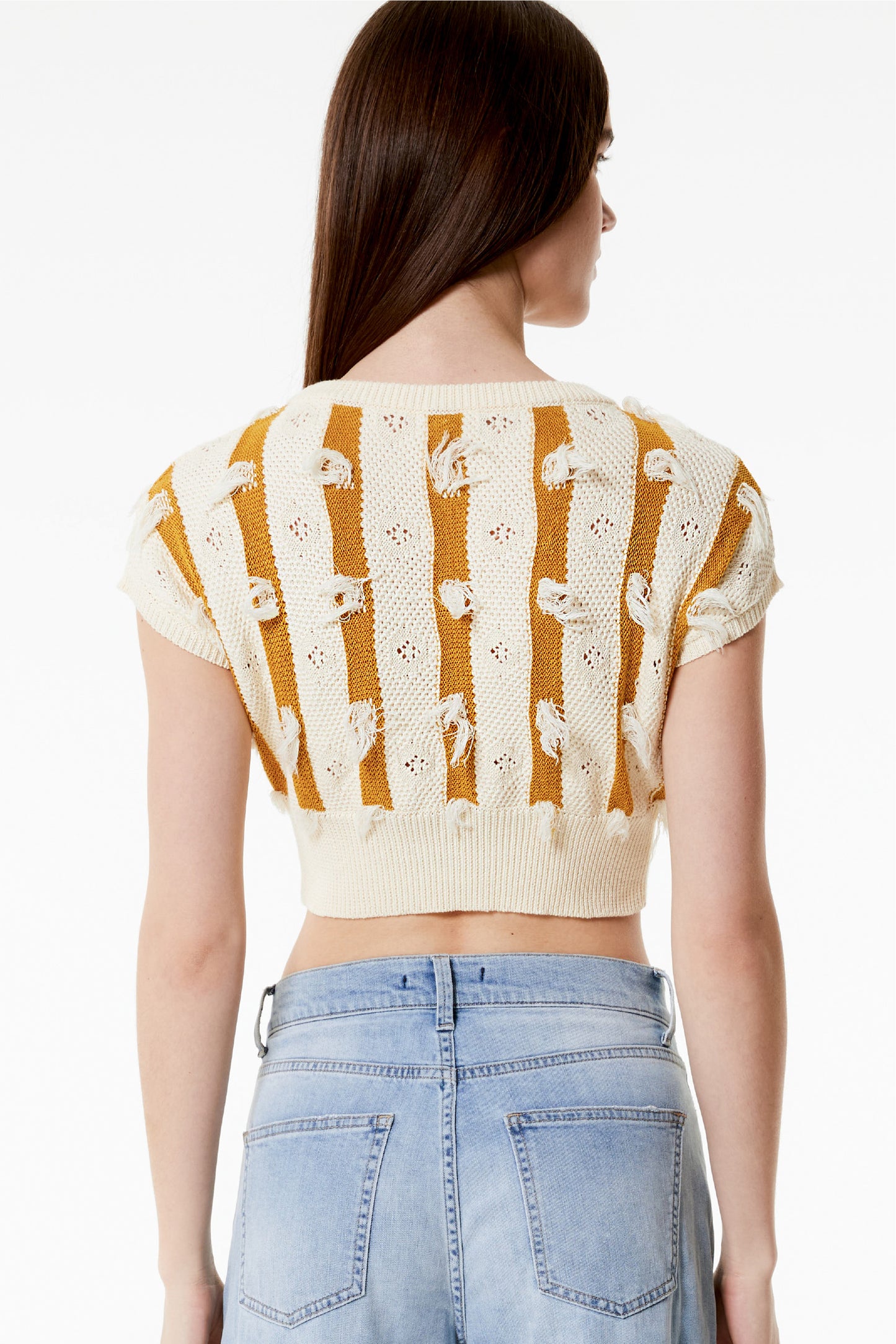 ALMA - Knitted crop top Fringe