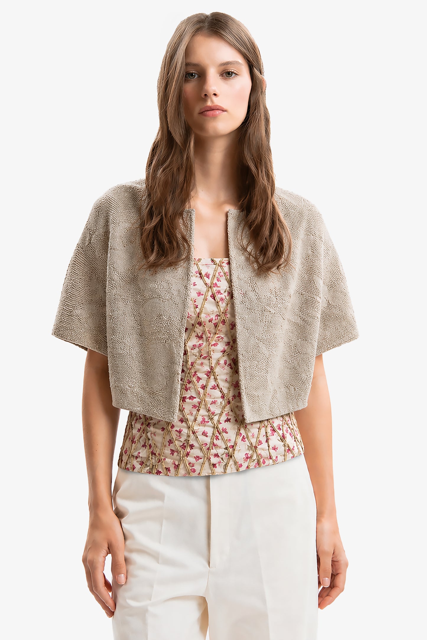 FLAMINIA - Mini bolero in lino Safari