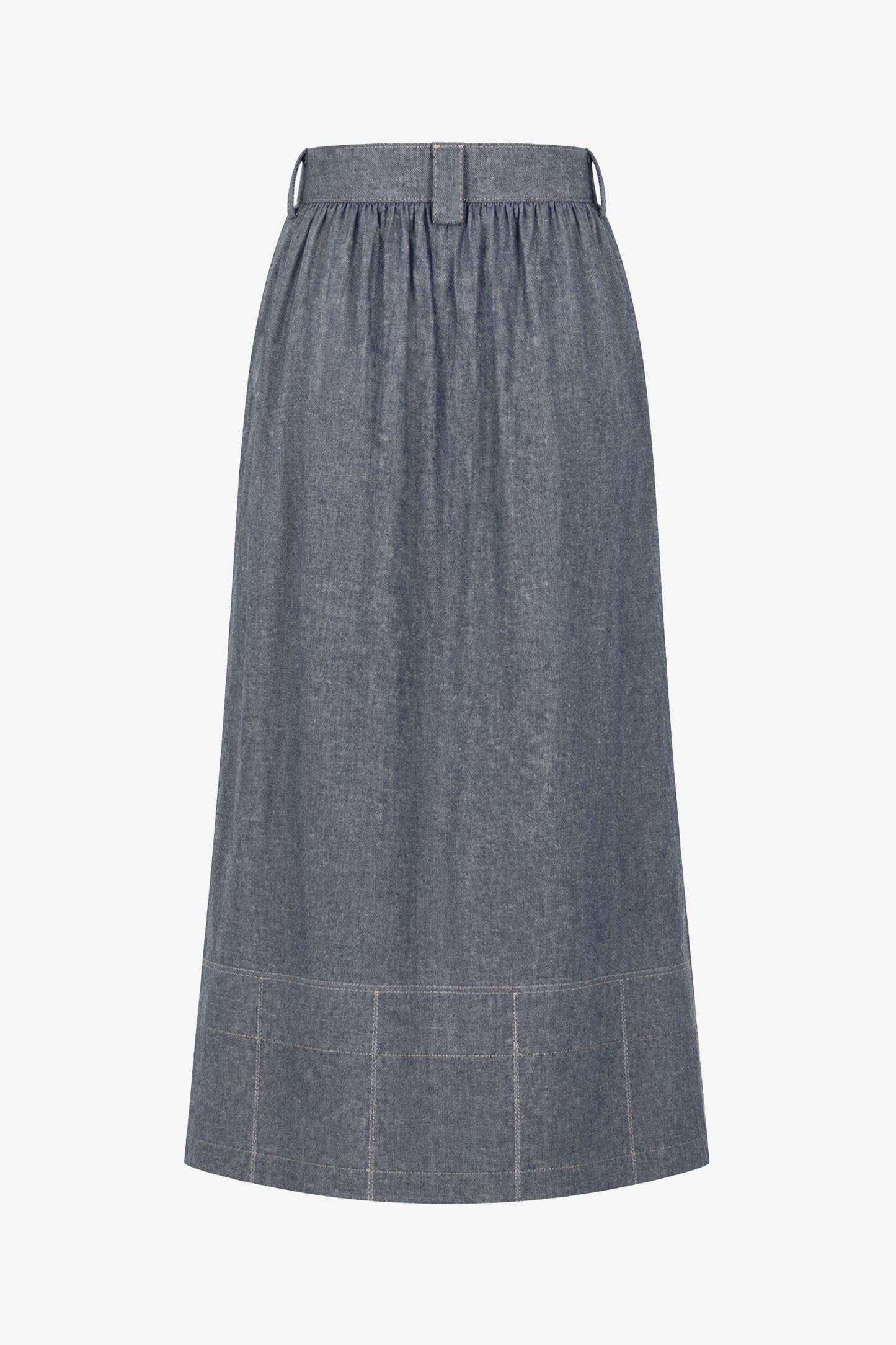 SARI - Denim-Effect Linen Skirt Azul