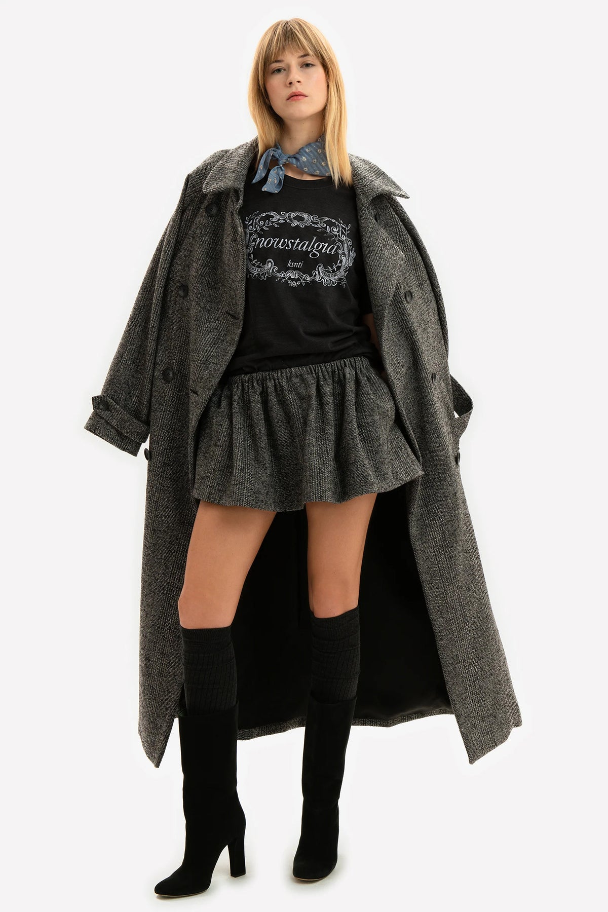 ELETTRA - Wool skirt Saltpepper
