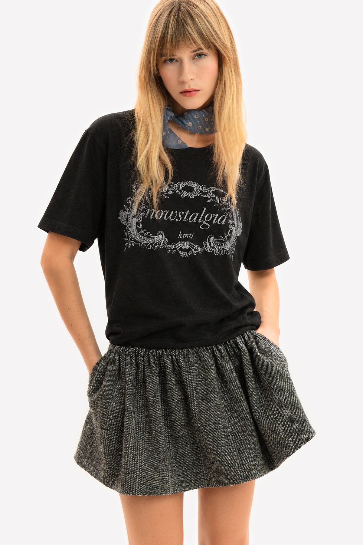 ELETTRA - Wool skirt Saltpepper