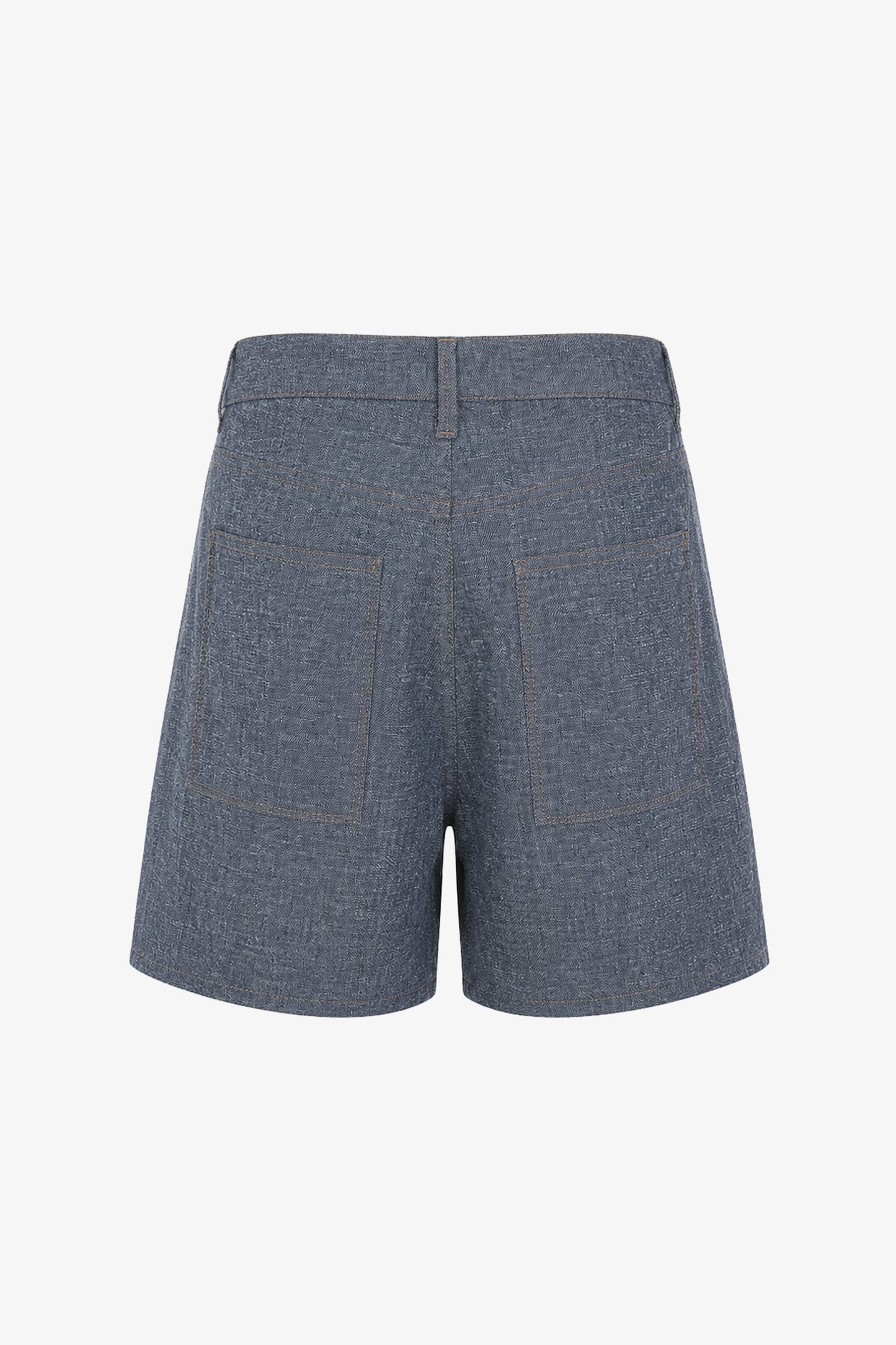 BETTA - Denim-Effect Linen Shorts Azul