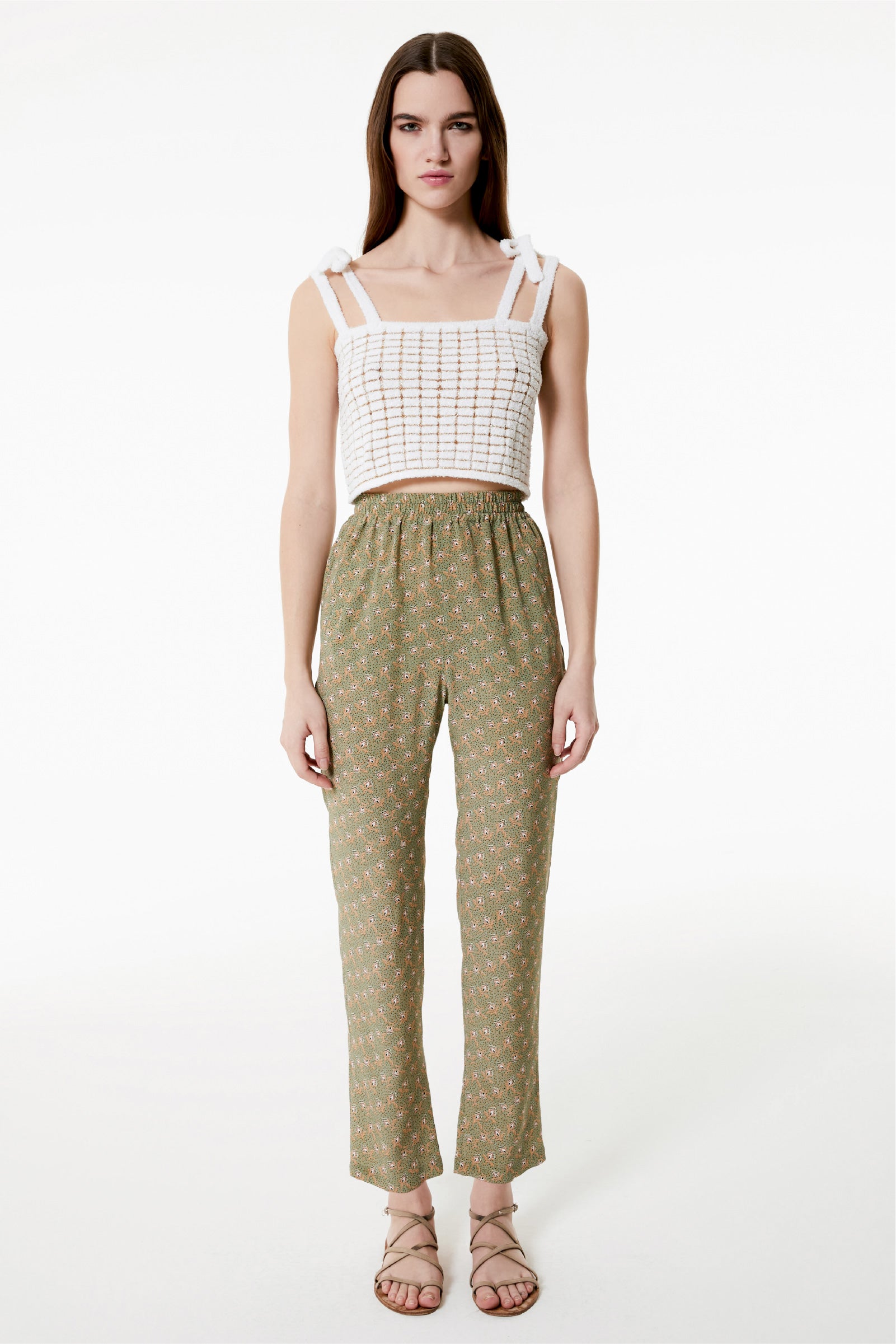 Kristina Ti GIULIA - Crop top with shoulder pads Goldy